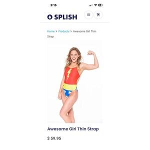 Splish Awesome Girl Thin Strap Swimsuit Sz. 34 Wonder Woman